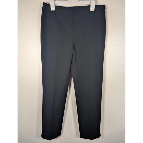 Lafayette 148 New York Pants Womens 10 Black Bleecker Side Zip Ankle Stretch - Picture 1 of 12